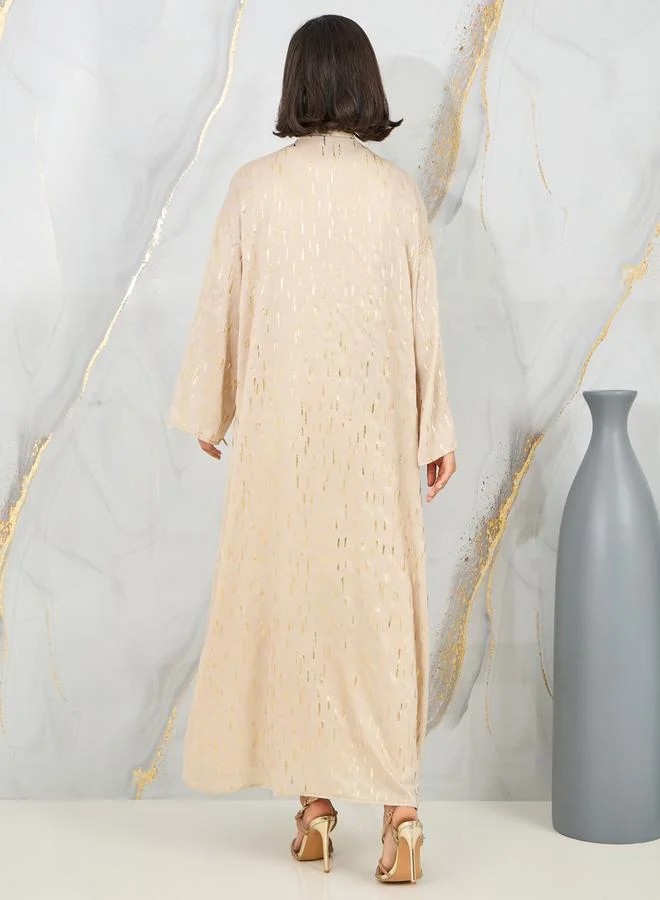 ستايلي Satin Jacquard Print Maxi Length Kimono