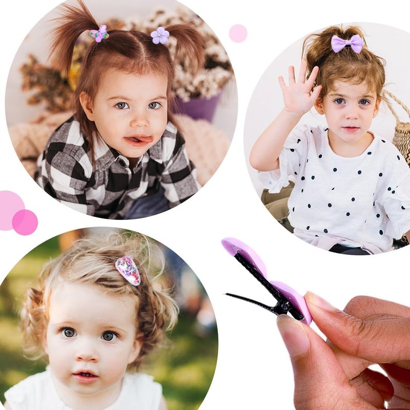 kapimo 8 pcs Hair Clips for Baby Girls Toddlers Assorted Stylish Fashion Kids Hair Accessories Gift Set Box (PURPLE) - Image 5