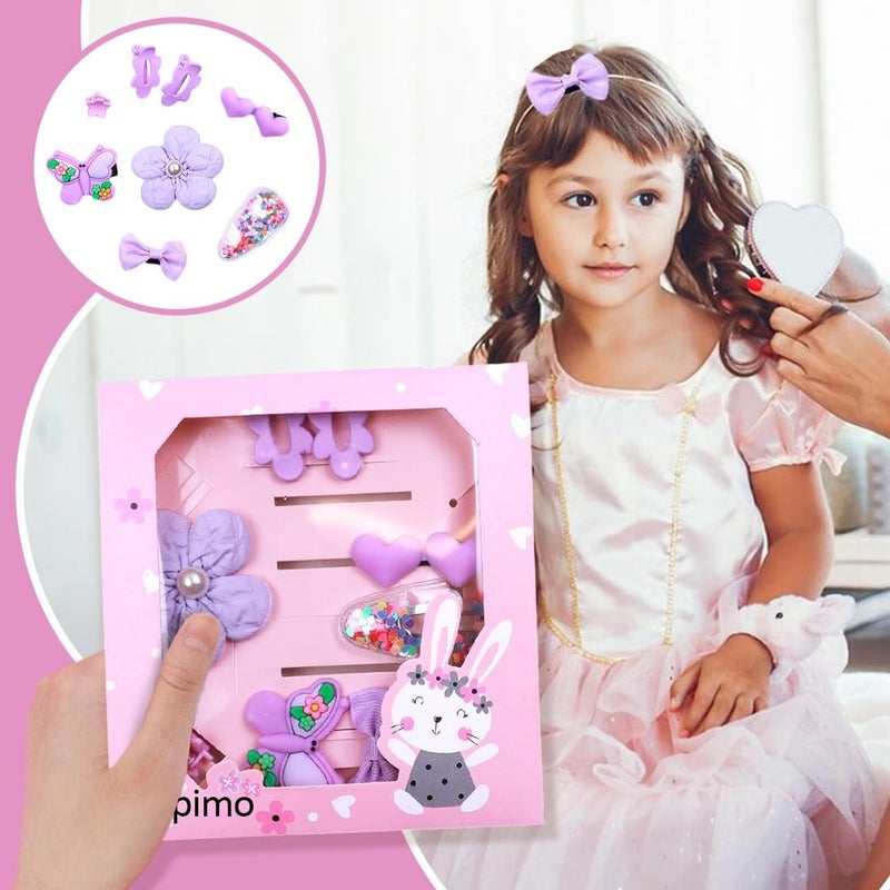kapimo 8 pcs Hair Clips for Baby Girls Toddlers Assorted Stylish Fashion Kids Hair Accessories Gift Set Box (PURPLE) - Image 4