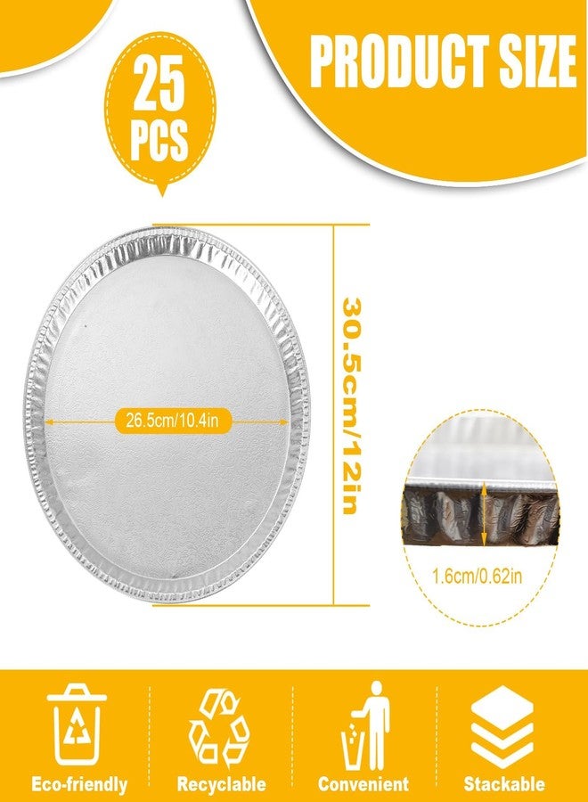 WOPPLXY 25 Pack Disposable Aluminium Foil Serving Trays, 12 Inch Round Aluminum Foil Pans, Disposable Round Foil Pizza Pans for Pizzas, Vegetable, Fruit, Cake, Cookies - Image 2
