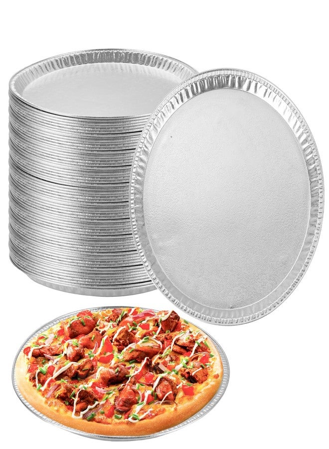 WOPPLXY 25 Pack Disposable Aluminium Foil Serving Trays, 12 Inch Round Aluminum Foil Pans, Disposable Round Foil Pizza Pans for Pizzas, Vegetable, Fruit, Cake, Cookies - Image 1