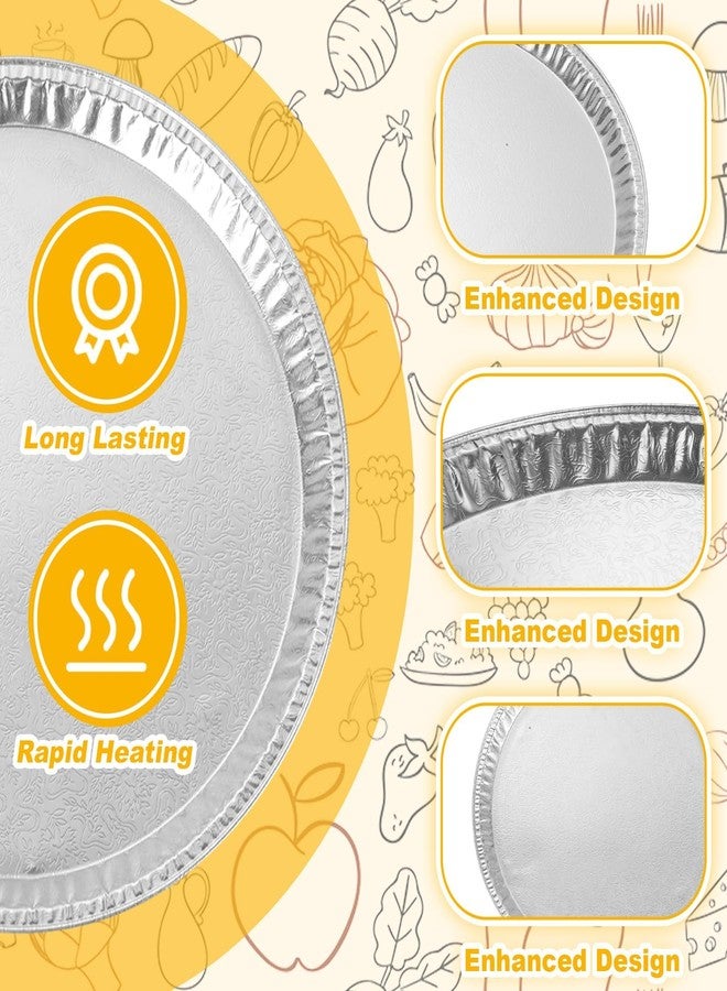 WOPPLXY 25 Pack Disposable Aluminium Foil Serving Trays, 12 Inch Round Aluminum Foil Pans, Disposable Round Foil Pizza Pans for Pizzas, Vegetable, Fruit, Cake, Cookies - Image 4