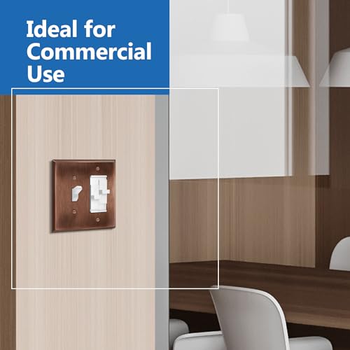 LIDER Combination Toggle Switch and Duplex Receptacle Metal Wall Plate, Corrosion Resistant, Mid-Size 2-Gang 4.88" x 4.92", 201 Stainless Steel, LMWP-1121M-BB, Brushed Brass - Image 5