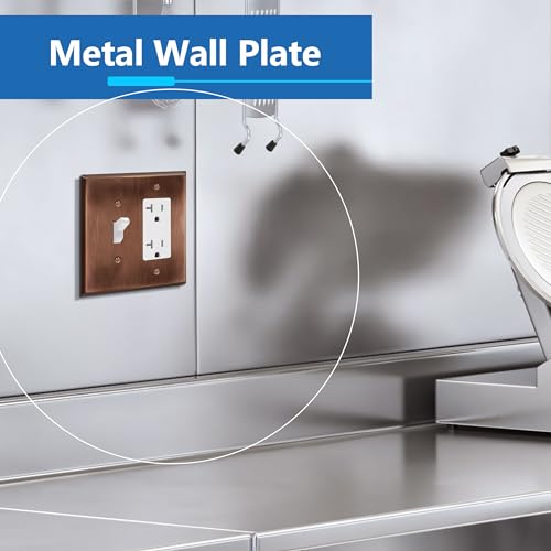 LIDER Combination Toggle Switch and Duplex Receptacle Metal Wall Plate, Corrosion Resistant, Mid-Size 2-Gang 4.88" x 4.92", 201 Stainless Steel, LMWP-1121M-BB, Brushed Brass - Image 2