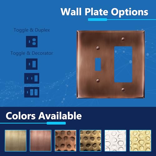 LIDER Combination Toggle Switch and Duplex Receptacle Metal Wall Plate, Corrosion Resistant, Mid-Size 2-Gang 4.88" x 4.92", 201 Stainless Steel, LMWP-1121M-BB, Brushed Brass - Image 4