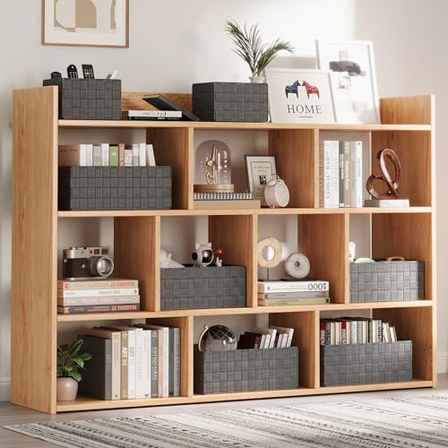 Uvellgift Woven Storage Baskets, Storage Bins, Cube Basket Container Baskets Storage Boxes Organizers for Clothes/Shelves/Closet, Set of 6 (Grey) - Image 3
