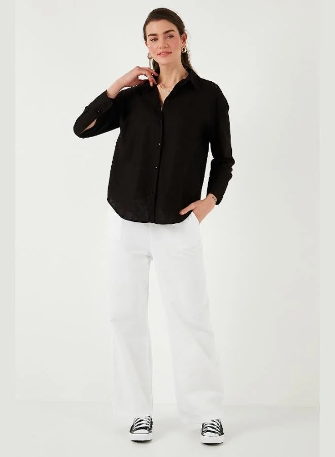 Lela Lela Cotton Regular Fit Long Sleeve Plain Shirt Women's SHIRT CF25S168305