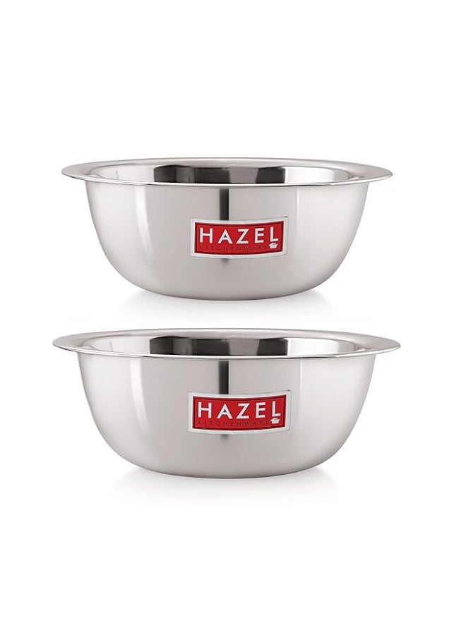 HAZEL Stainless Steel Mixing Bowl | Mixing Bowl for Cake Batter | Kitchen and Baking Accessories Items, Set of 2, 1500 ML, 2730 ML - Image 1
