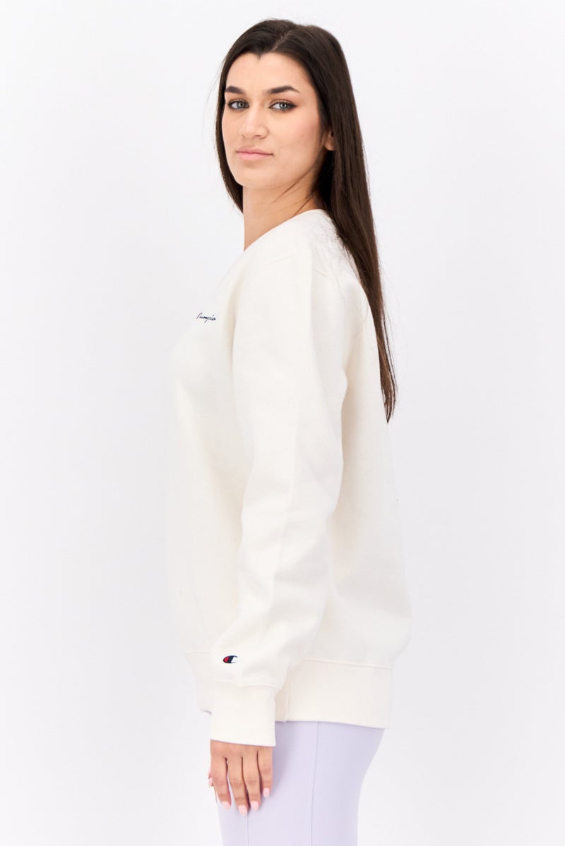 Champion Women Sportswear Fit Long Sleeve Outdoor Sweatshirt, Beige - Image 3