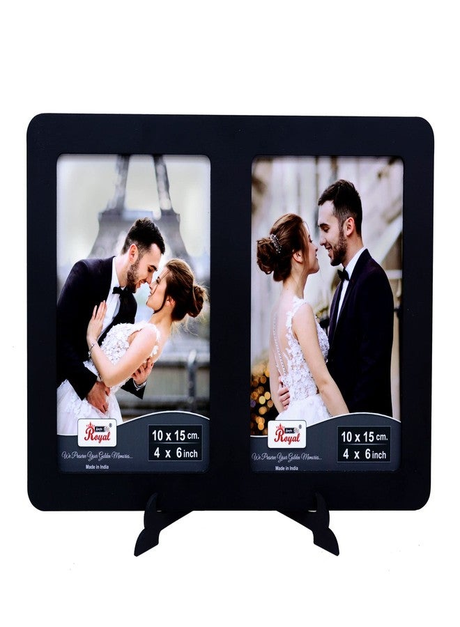 AJANTA ROYAL Wooden Dual Photo Frame with Classic Stand (4x6 inch, Black) - Image 1