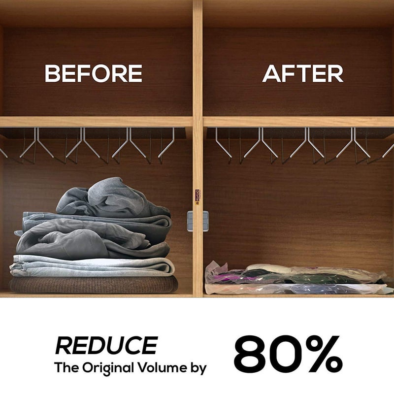 EasyDesk Vacuum Storage Reusable Ziplock Smart Space Saver Bags 2 Small 50 cm x 60 cm 2 Medium 60 cm x 80 cm 1 Large 70 cm x 100 cm without Hand Pump Pack of 5 - Image 3
