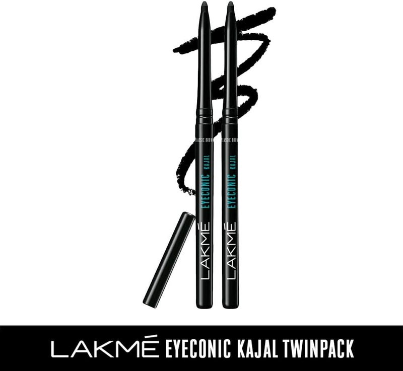 Lakme Eyeconic Kajal, Twin Pack, 0.35g + 0.35 gm, Black - Image 2