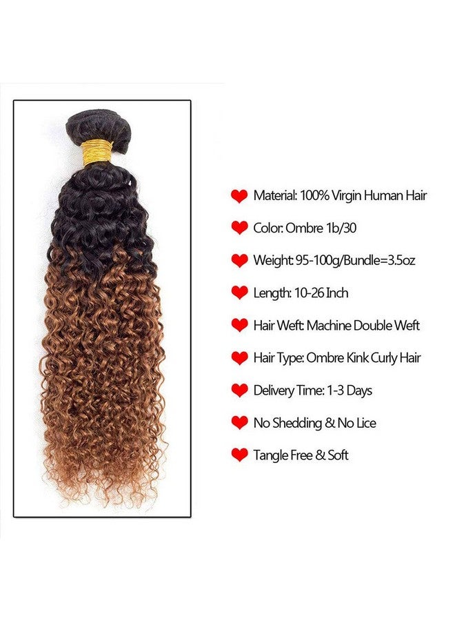 Dream Diana حزم دريم ديانا أومبري مع إغلاق شعر برازيلي أصلي بشعيرات كيرلي 3 حزم وإغلاق لون T1b 30 (10 12 14+10) - Image 5