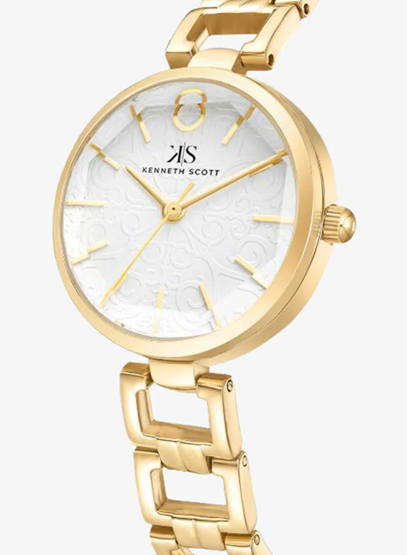 Kenneth Scott White Women's Alloy Analog Watch K23514-GBGW - 28 mm for Women | Best Price UAE
