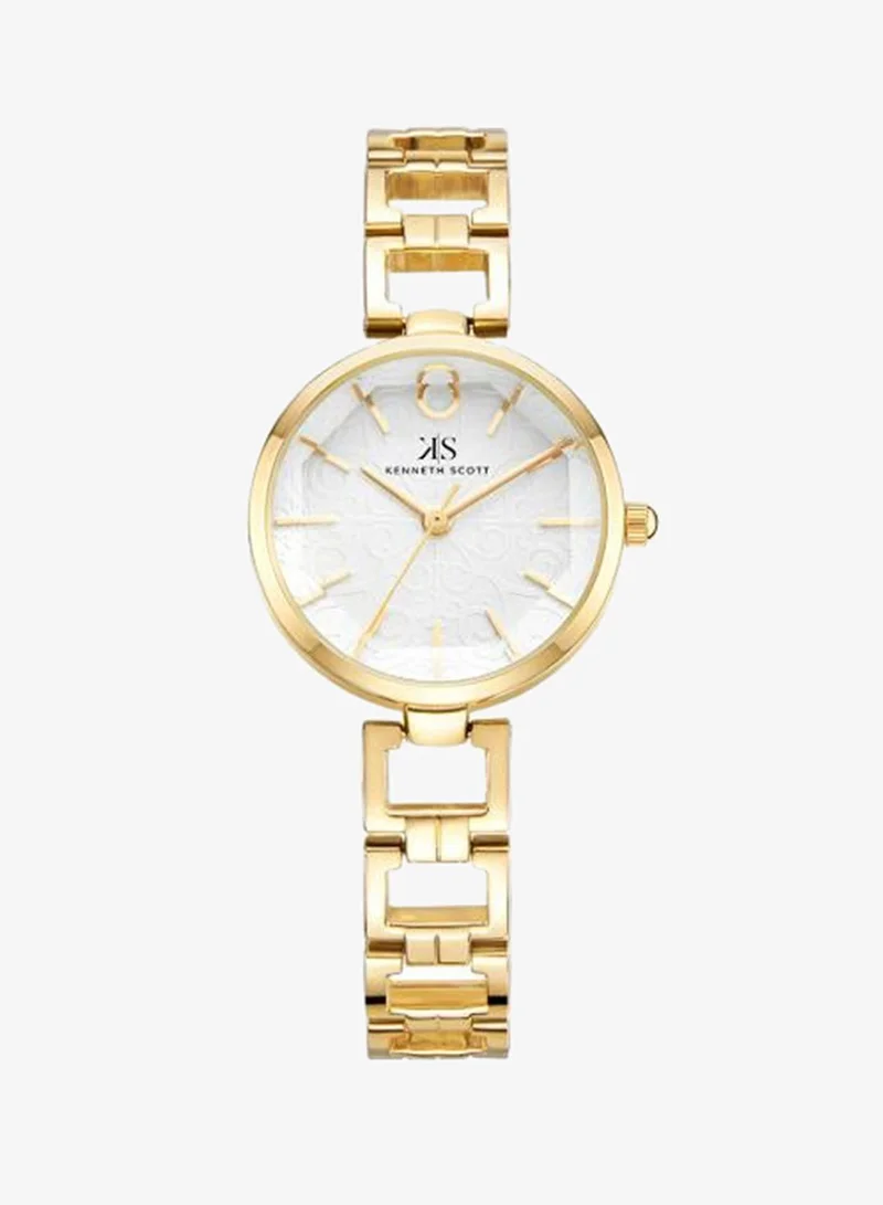 Kenneth Scott White Women's Alloy Analog Watch K23514-GBGW - 28 mm for Women | Best Price UAE