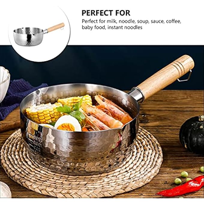 DOITOOL Stainless Steel Yukihira Pan Traditional Japanese Saucepan With Wood Handle Milk Sauce Pan For Ramen Tempura Milk 20Cm - Image 4