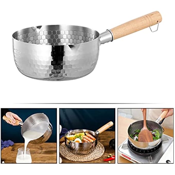 DOITOOL Stainless Steel Yukihira Pan Traditional Japanese Saucepan With Wood Handle Milk Sauce Pan For Ramen Tempura Milk 20Cm - Image 3