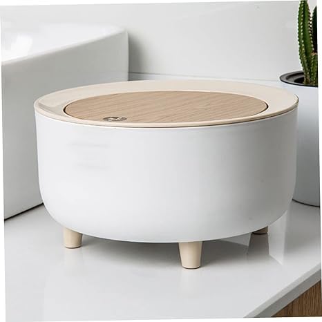 BLURISM Desktop Trash Can Mini Table Garbage Can with Lid Tiny Waste Bin Countertop Trash Can Swing Trash Bin Swing Lid Garbage Pot Small Trash Bin Office Miniature White Car Abs - Image 3
