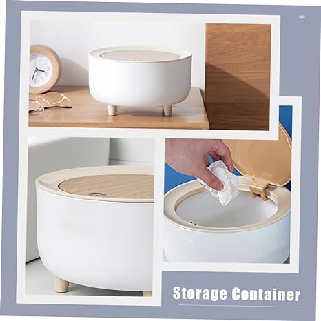 BLURISM Desktop Trash Can Mini Table Garbage Can with Lid Tiny Waste Bin Countertop Trash Can Swing Trash Bin Swing Lid Garbage Pot Small Trash Bin Office Miniature White Car Abs - Image 5
