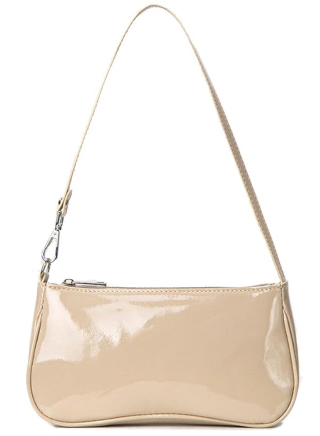 Patent Leather Evening Purse Shiny Elegant Clutch Purse Mini Shoulder Bag (Nude) - Image 1