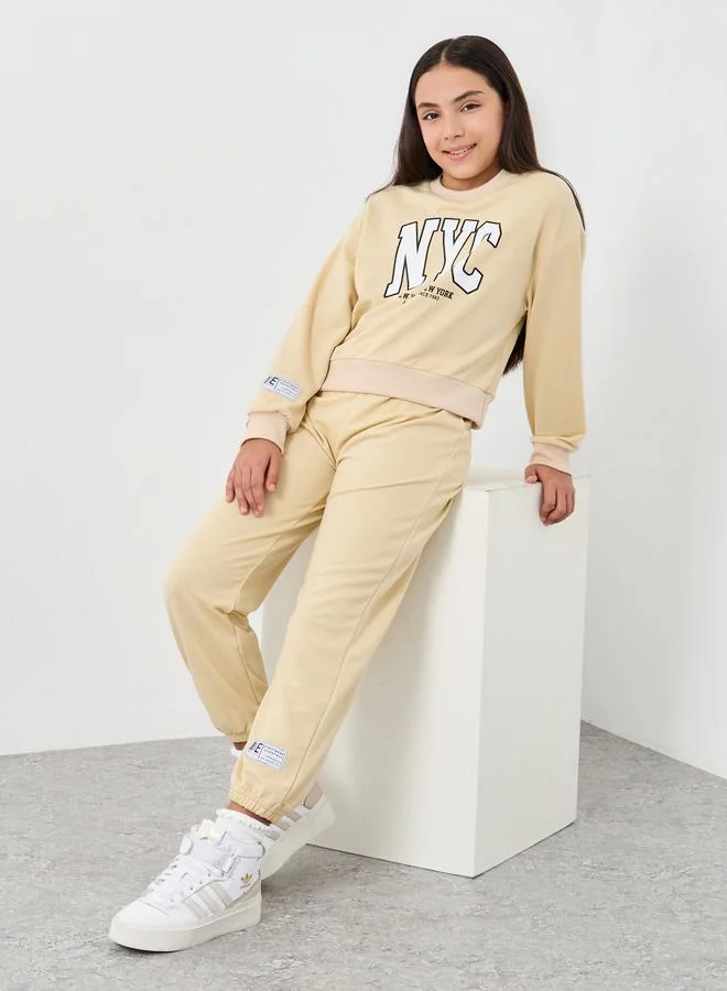 ستايلي طقم من جوغر وسويت شيرت بطبعة نيويورك
