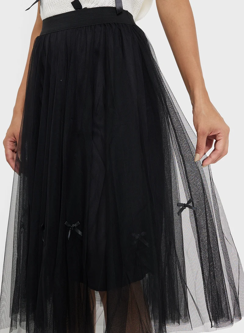 Ginger A Line Tulle Skirt with Bow Detail