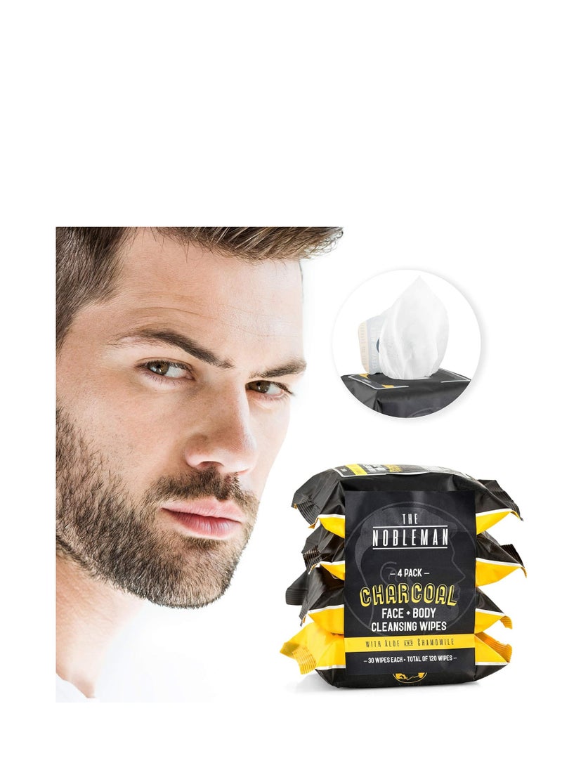The Nobleman - Men's Charcoal Face + Body Cleansing Wipes - 4 Pack (120ct) - Image 1