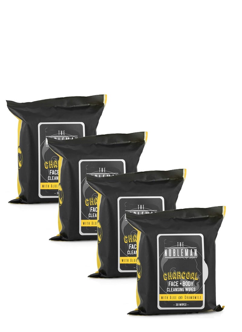 The Nobleman - Men's Charcoal Face + Body Cleansing Wipes - 4 Pack (120ct) - Image 1