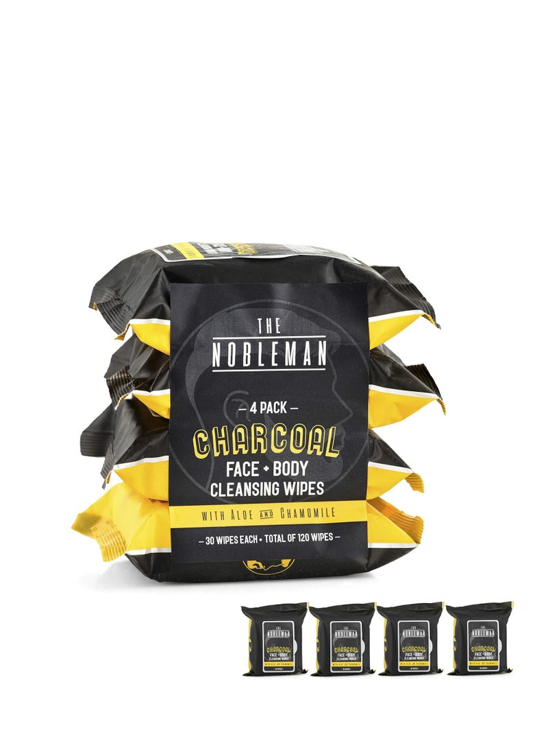 The Nobleman - Men's Charcoal Face + Body Cleansing Wipes - 4 Pack (120ct) - Image 1
