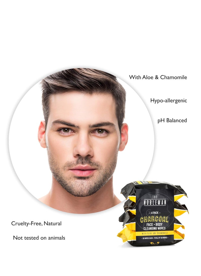 The Nobleman - Men's Charcoal Face + Body Cleansing Wipes - 4 Pack (120ct) - Image 1