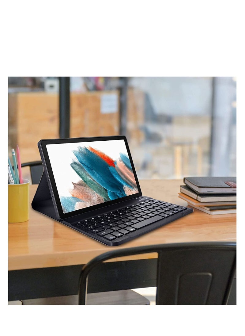 Generic - Keyboard Case for Samsung Galaxy Tab A8 10.5 inch - Smart Wireless BT Detachable Waterproof Magnetic Folio Stand Tablet Keyboard Cover - Slim Protective Leather Keyboard Case for Galaxy Tab A8 Black - Image 1