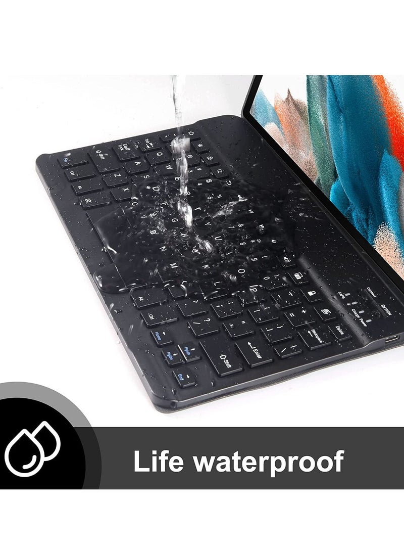 Generic - Keyboard Case for Samsung Galaxy Tab A8 10.5 inch - Smart Wireless BT Detachable Waterproof Magnetic Folio Stand Tablet Keyboard Cover - Slim Protective Leather Keyboard Case for Galaxy Tab A8 Black - Image 1