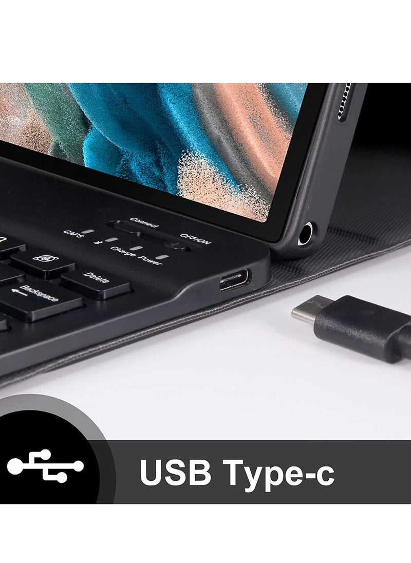 Generic - Keyboard Case for Samsung Galaxy Tab A8 10.5 inch - Smart Wireless BT Detachable Waterproof Magnetic Folio Stand Tablet Keyboard Cover - Slim Protective Leather Keyboard Case for Galaxy Tab A8 Black - Image 1