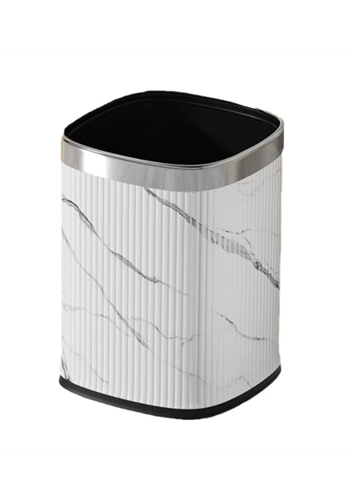 سلة المهملات ، 12 لتر مربع سلة المهملات ، سلة المهملات لغرفة نوم المكتب والحمام المنزلي ، أبيض - Image 1