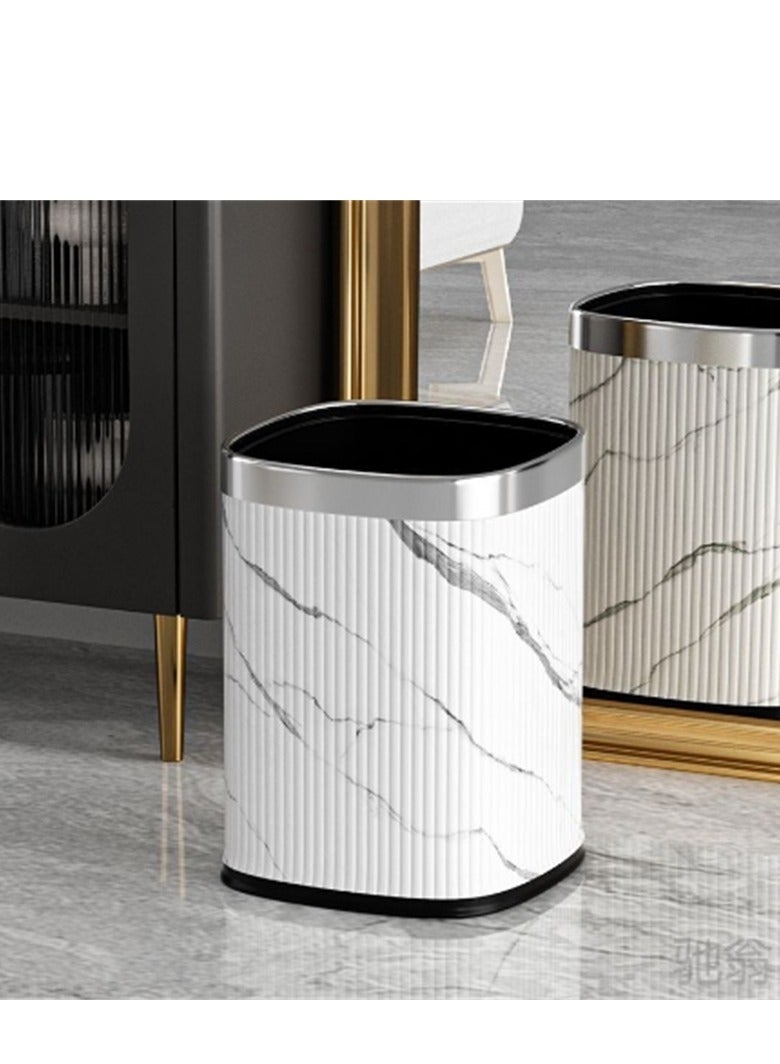 سلة المهملات ، 12 لتر مربع سلة المهملات ، سلة المهملات لغرفة نوم المكتب والحمام المنزلي ، أبيض - Image 2