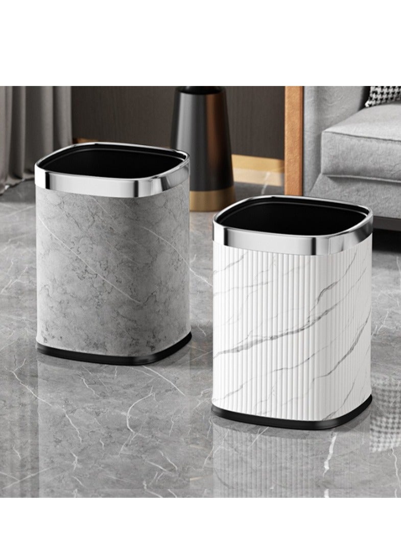 سلة المهملات ، 12 لتر مربع سلة المهملات ، سلة المهملات لغرفة نوم المكتب والحمام المنزلي ، أبيض - Image 3