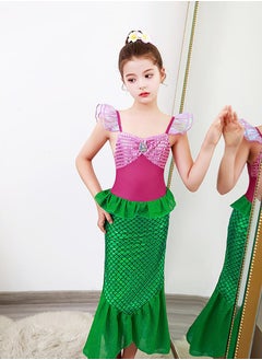 Generic Little Girls Mermaid Princess Costume Party Dress For Kids, Mermaid Costume Princess Dress Up With Accessories Including Pendant, Earrings, Hair Clips, Handbag (B)  - Image 3