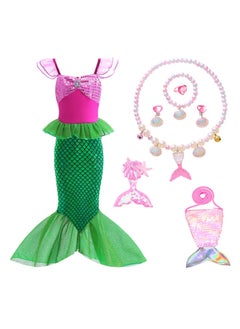 Generic Little Girls Mermaid Princess Costume Party Dress For Kids, Mermaid Costume Princess Dress Up With Accessories Including Pendant, Earrings, Hair Clips, Handbag (B)  - Image 1