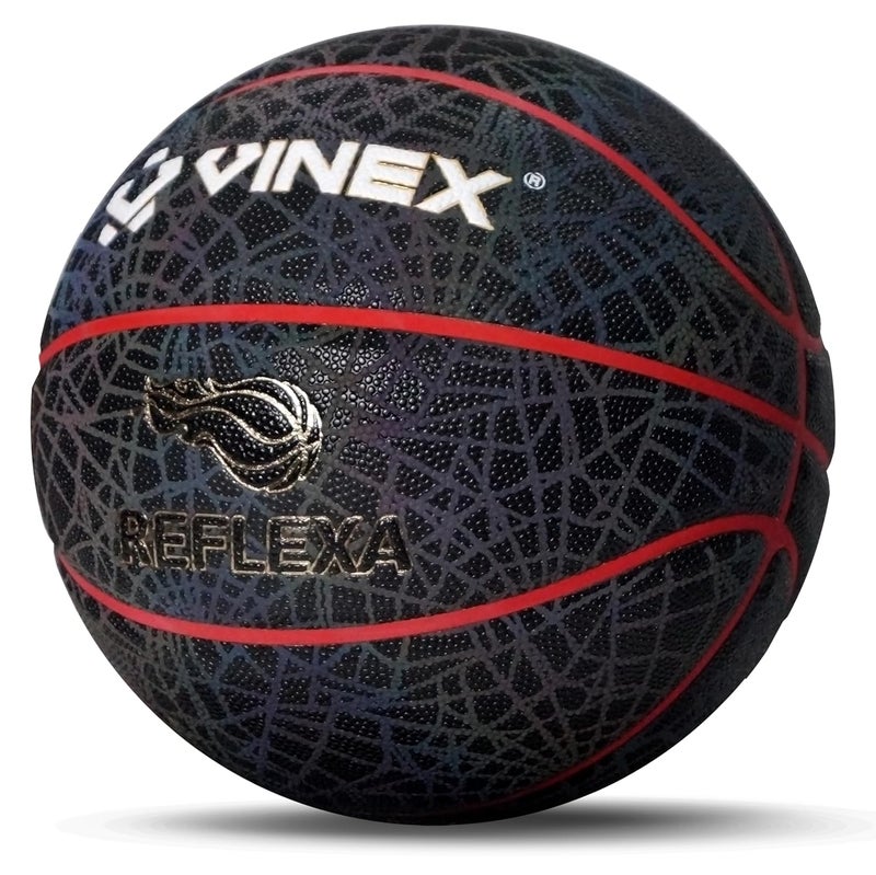 VINEX Reflexa Reflective Basketball for Night Game - Size 6, Glowing PU Surface, Butyl Bladder, Nylon Wound, Indoor & Outdoor Play - Image 5