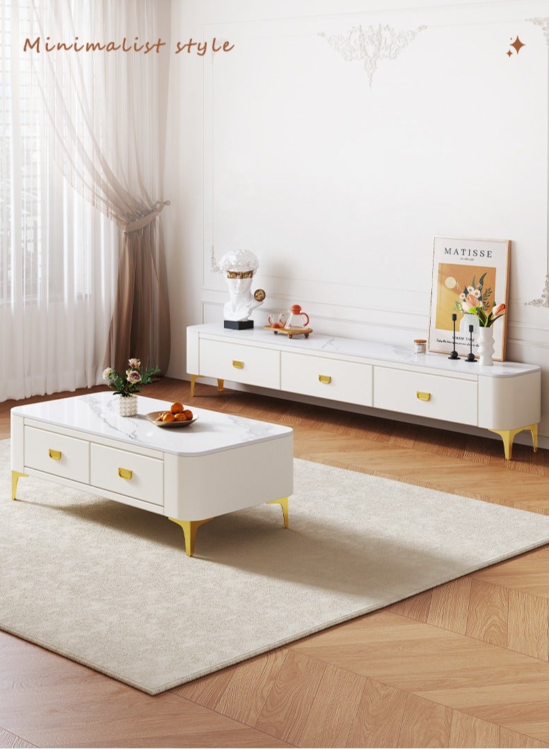 Mid-Century Modern TV Stand Set,Simple Small Family Living Room Modern Square Storage Tea Table,Sturdy Metal Legs,Minimalist Center Tabl, for Living Room,Bedrooms, Study rooms - Image 4