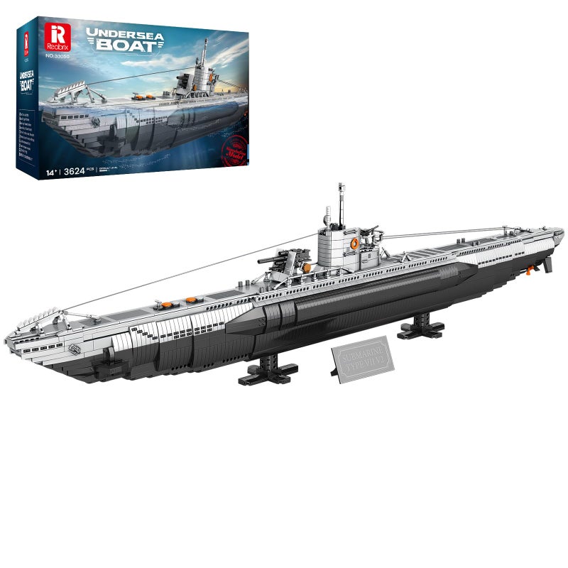 Reobrix UBoat Submarine Building Set Military Submarine Model Kit for Adults WW2 History Collectible Home Decor Battleship Construction Set 33050 Army Toy Gifts for Boys Men Military Fans - Image 3