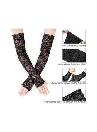 1 Pair Lace Arm Sleeves for Women - Breathable, Sun-Protective, Embroidered Mesh Fabric with Tattoo Coverage, Fashionable Summer Accessory for Outdoor Activities - view 5