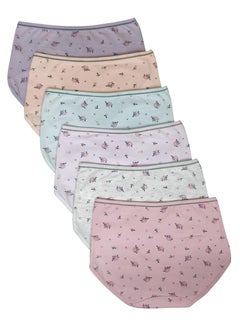 Love Bell Premium Cotton Four-way stretch Panties - MULTIPACK - Regular and Plus Sizes - Classic Briefs for Women (UAE/KSA, Alpha, 6XL, Regular, Regular, Scattered Flower - 6 Pcs Pack)  - Image 2