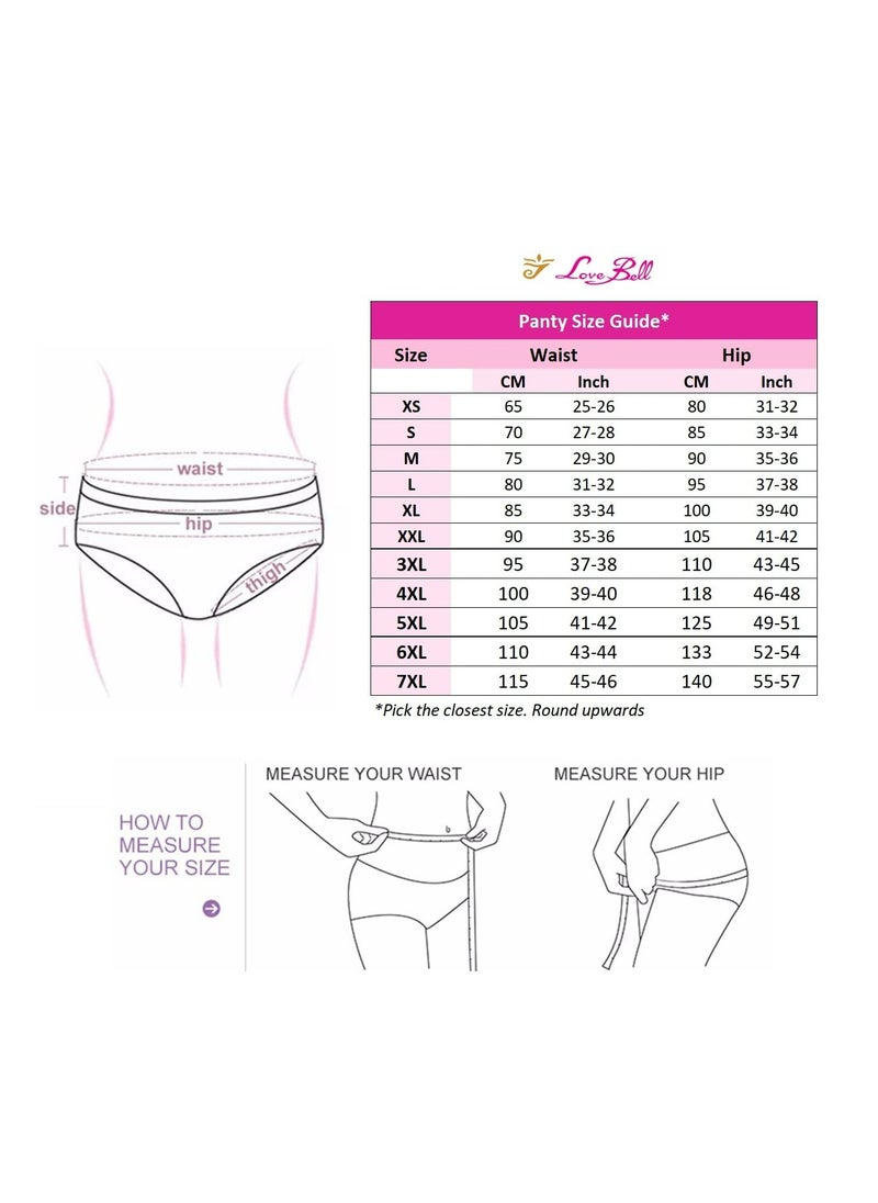 Love Bell - Premium Cotton Four-way stretch Panties - MULTIPACK - Regular and Plus Sizes - Classic Briefs for Women (UAE/KSA, Alpha, 6XL, Regular, Regular, Scattered Flower - 6 Pcs Pack) - Image 1