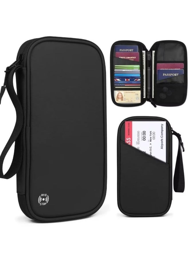 Generic Travel Wallet for Family with RFID Protection, Secure Passport Holder and Document Organizer for ID Cards, Tickets, and Cash, Stylish Black Design  - Image 2