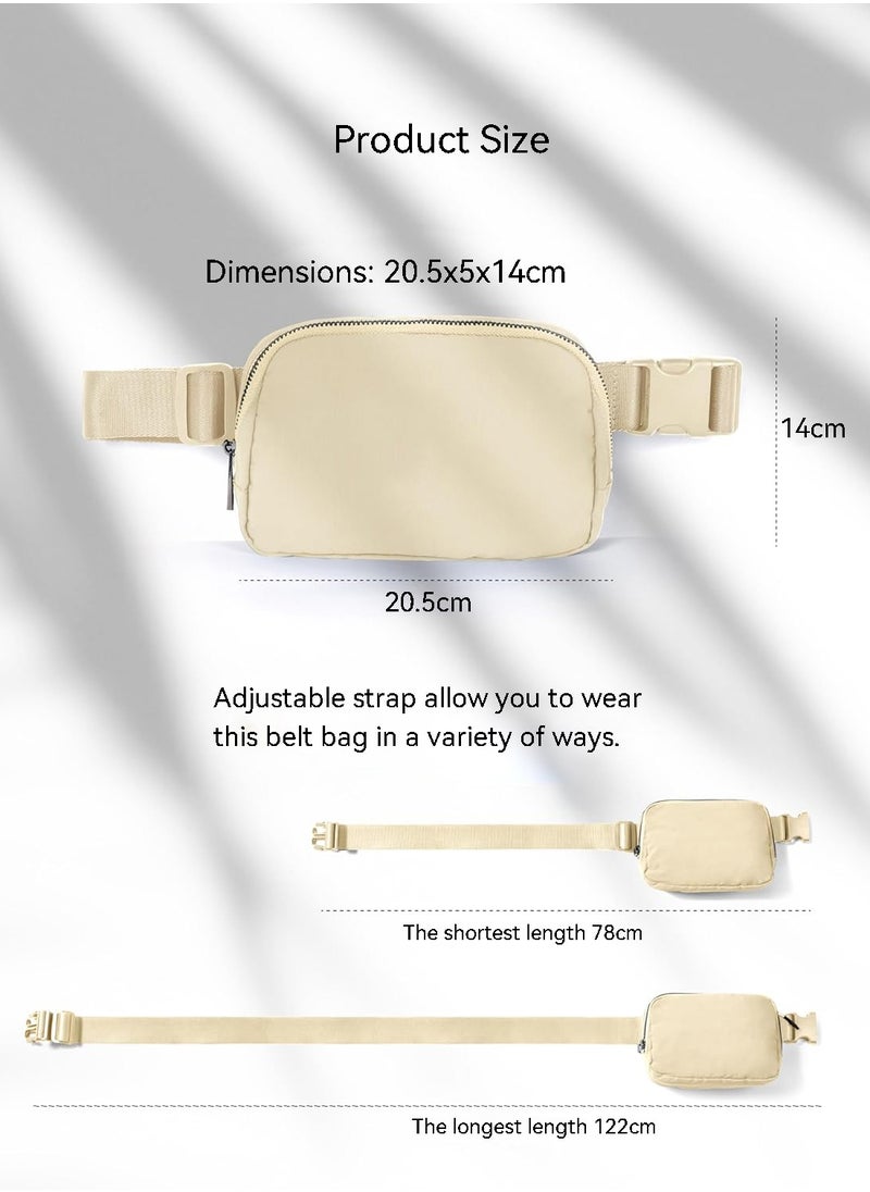 Generic - Mini Belt Bag with Adjustable Strap for Women Men Small Pack for Workout Running Traveling Hiking,Beige - Image 1