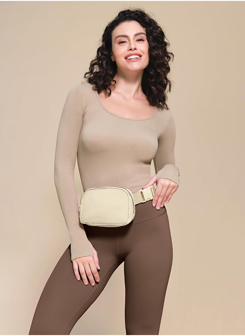 Generic - Mini Belt Bag with Adjustable Strap for Women Men Small Pack for Workout Running Traveling Hiking,Beige - Image 1