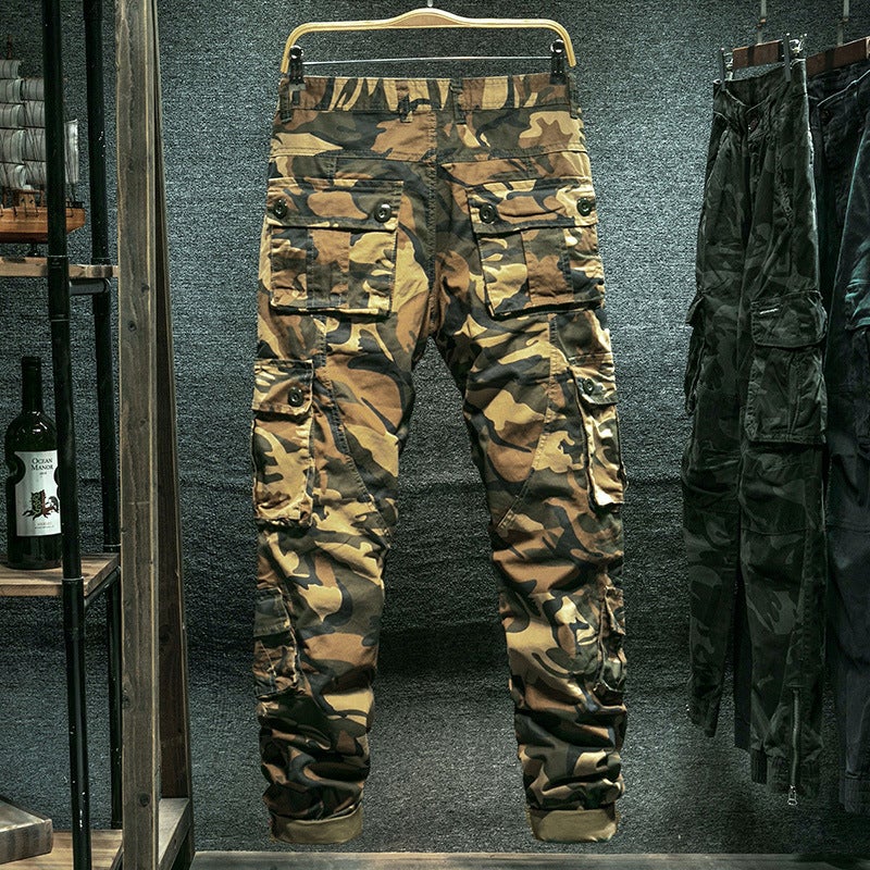 Camouflage Pants Mens Overalls Mens Loose Straight Special Forces Military Pants Security Clothing Multi-Pocket Pure Cotton Work Pants 022 Camouflage 