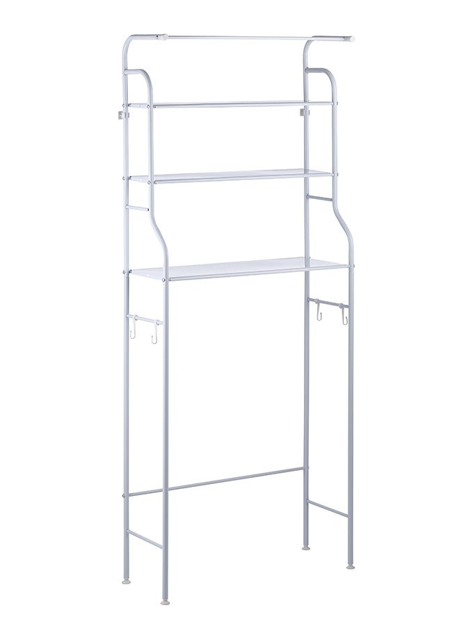لوازم رف غسالة مطور مع منشفة 25 × 65 163 سم | غسيل ، تخزين فوق الغسالة شماعة لغرفة الغسيل منظم موفر للمساحة الحمام مرافق ابيض قماش - Image 5
