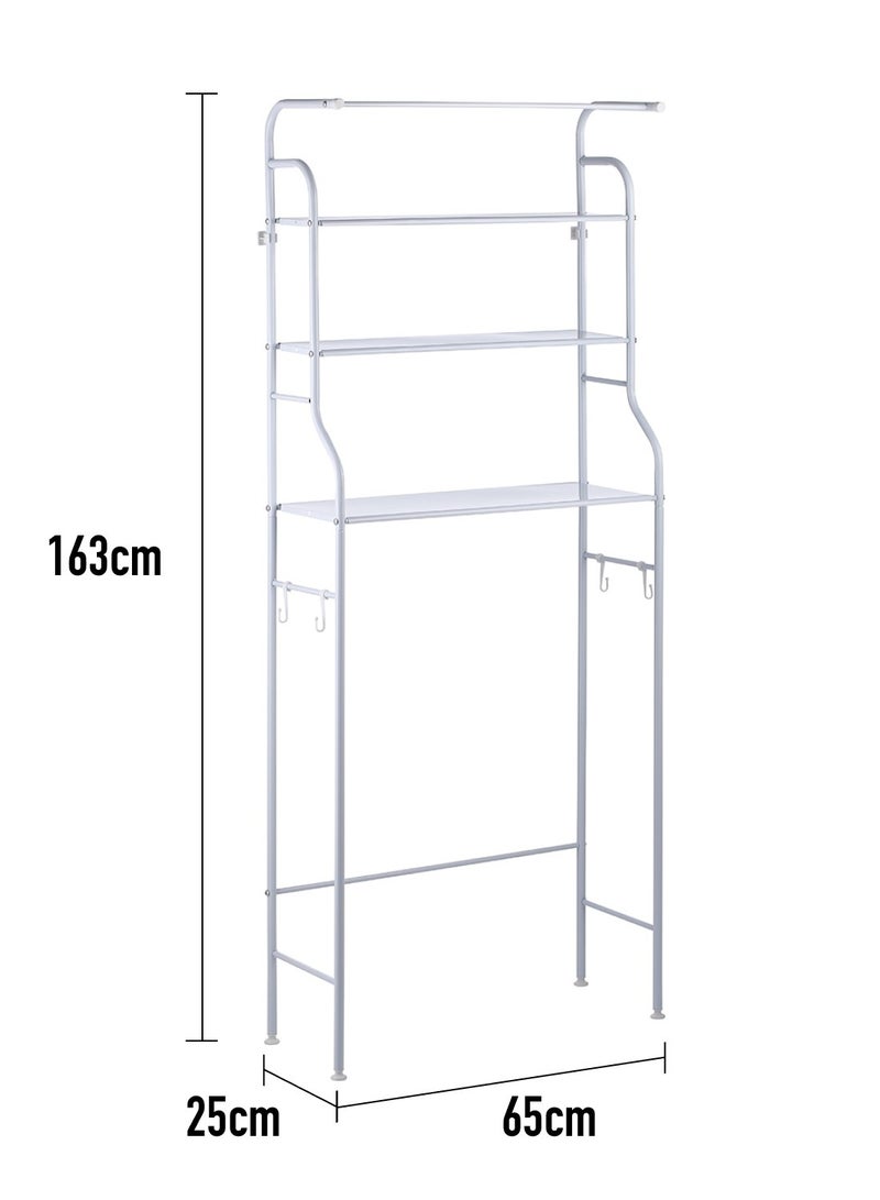 لوازم رف غسالة مطور مع منشفة 25 × 65 163 سم | غسيل ، تخزين فوق الغسالة شماعة لغرفة الغسيل منظم موفر للمساحة الحمام مرافق ابيض قماش - Image 2